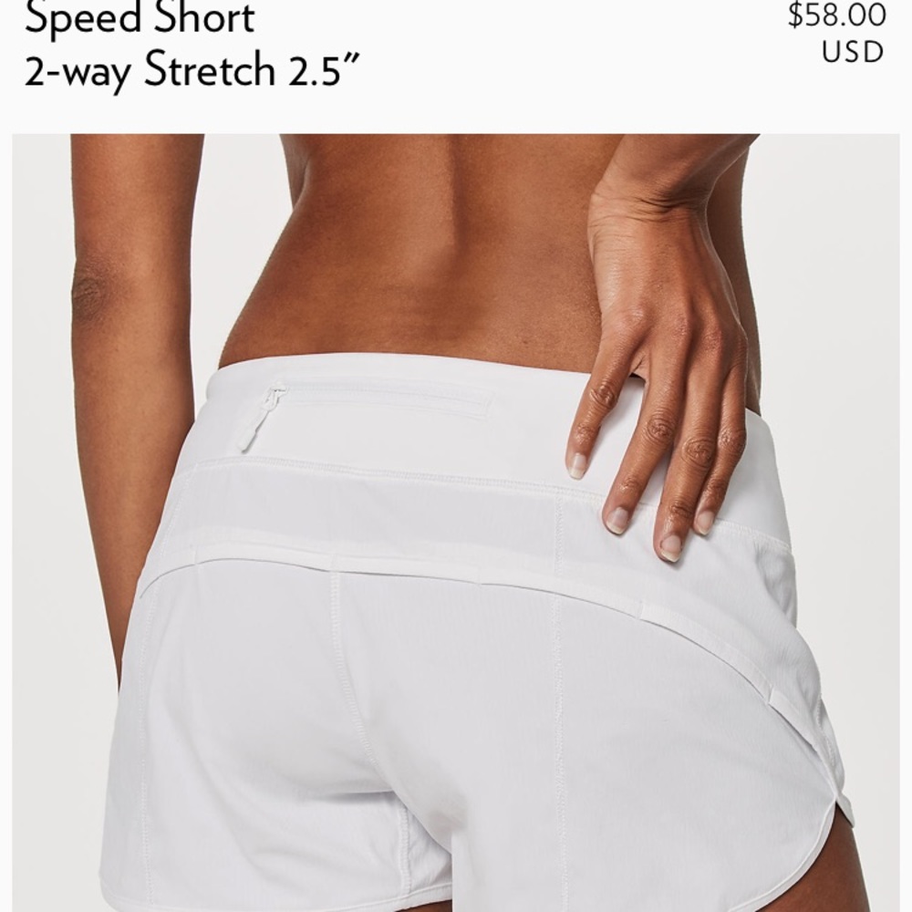 Luluemon white shorts size 8